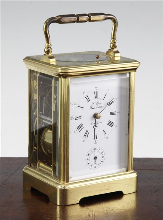 A LEpeé hour repeating carriage alarm clock, 5.75in.